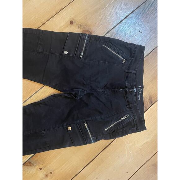 Soho New York Company Black Moto Style Jeans. Zippers. Pockets. Size 10 - Picture 2 of 8